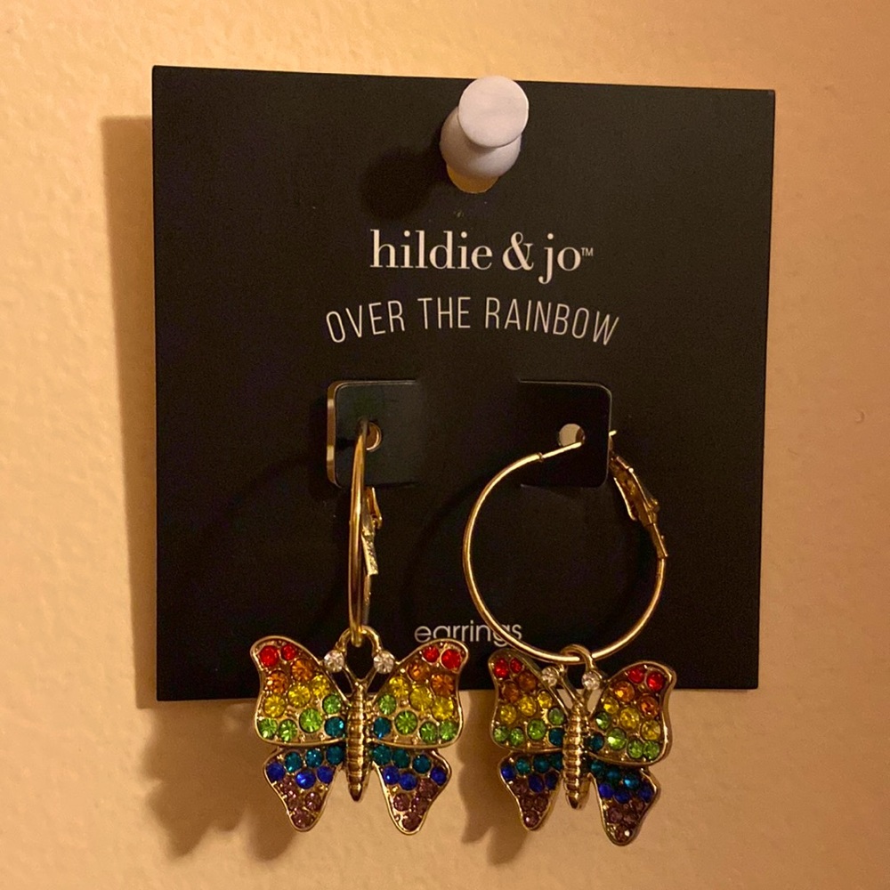 Rainbow butterfly earrings